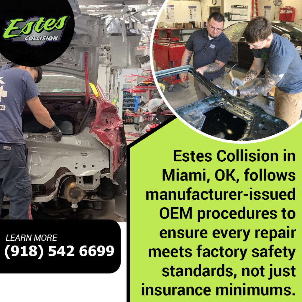 technicians performing OEM certified collision repair following manufacturer procedures in Miami Oklahoma